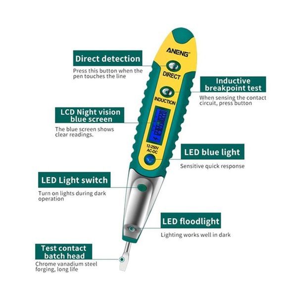 Multifunction Digital Voltage Tester Pen – Non-Contact LCD