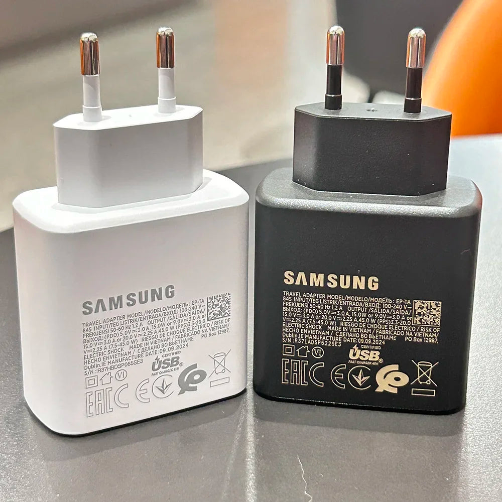 Samsung 45W PD Charger Super Fast Charging For Galaxy S25 Ultra Plus S24 S23 S22 A56 A55 A36 EU Adapter 5A Type C Cable