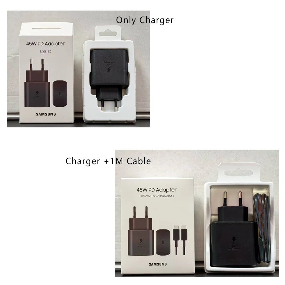 Samsung 45W PD Charger Super Fast Charging For Galaxy S25 Ultra Plus S24 S23 S22 A56 A55 A36 EU Adapter 5A Type C Cable