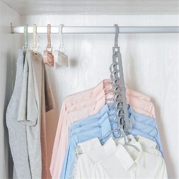 Folding Magic Hanger – 9-Hole Closet & Drying Organizer