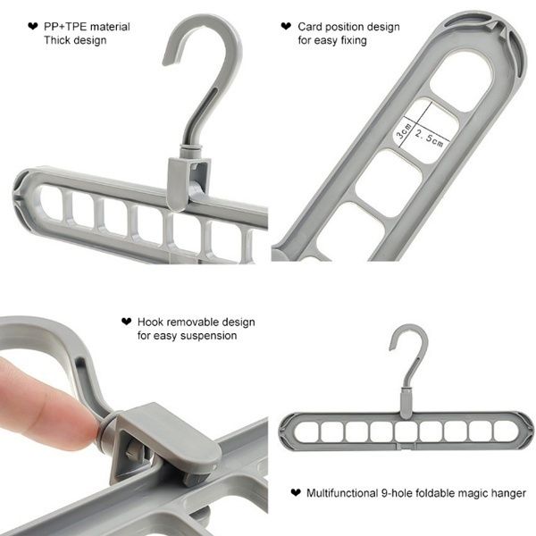 Folding Magic Hanger – 9-Hole Closet & Drying Organizer