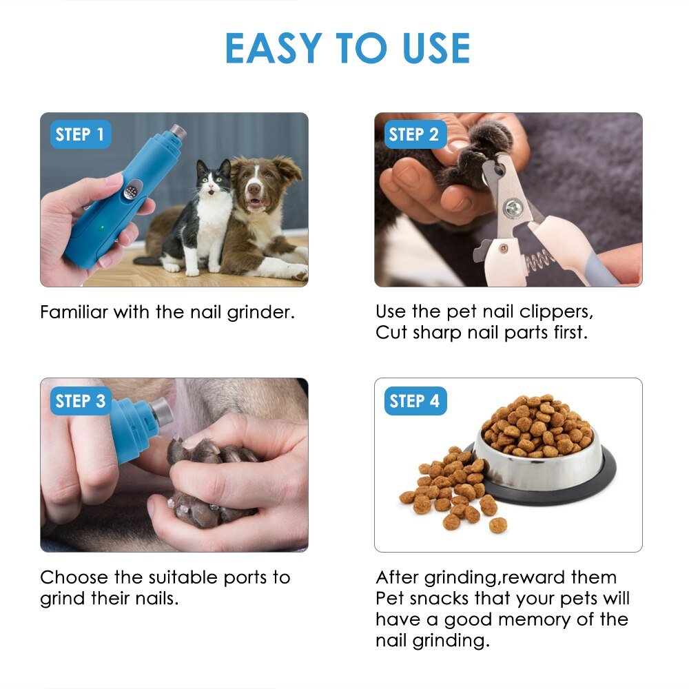 Pet Nail Grinder USB Rechargeable Painless Dog Nail Trimmer
