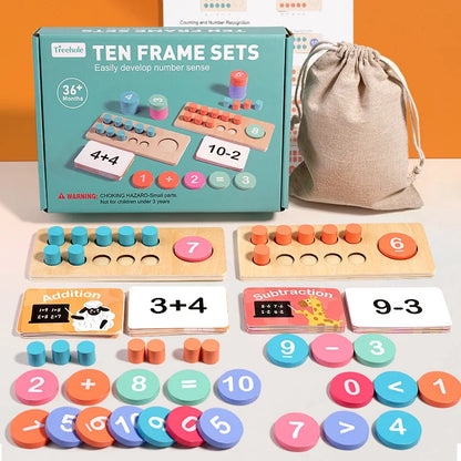 Wooden Ten Frame Math Toy – Counting & Numbers