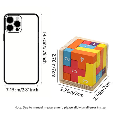 Wooden 3D Puzzle Cube – Colorful Luban Lock Toy