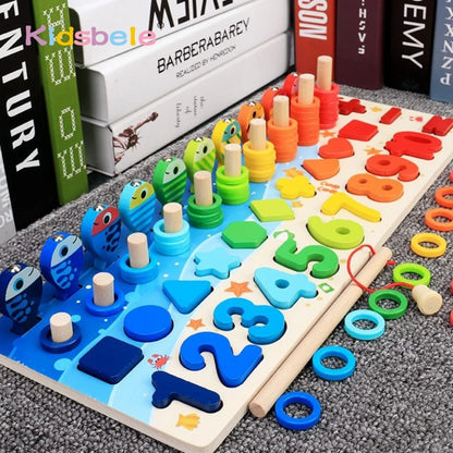Montessori Math Toy – Wooden Puzzle & Fishing Game