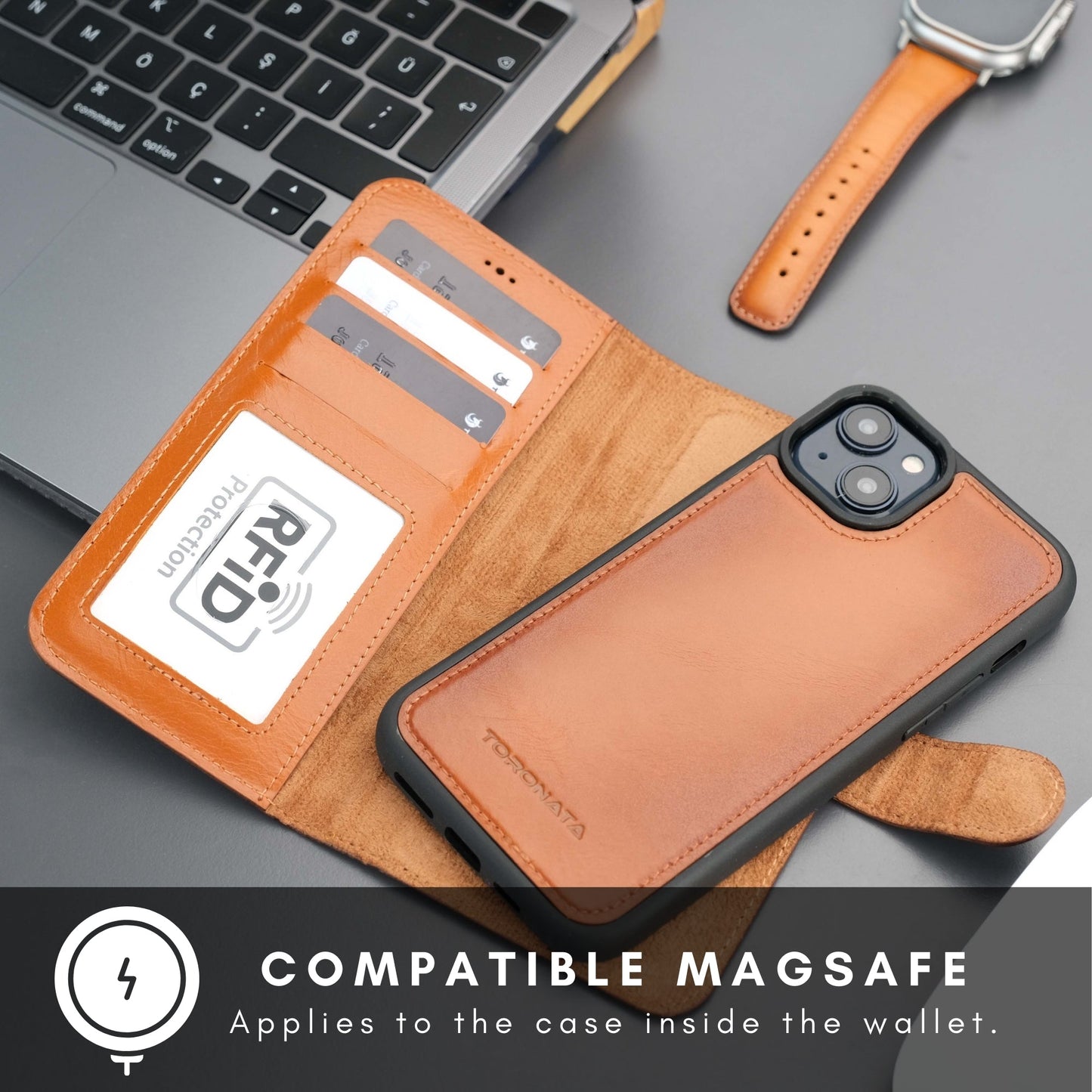 Casper iPhone 17 Air Leather Wallet Case – MagSafe Compatible