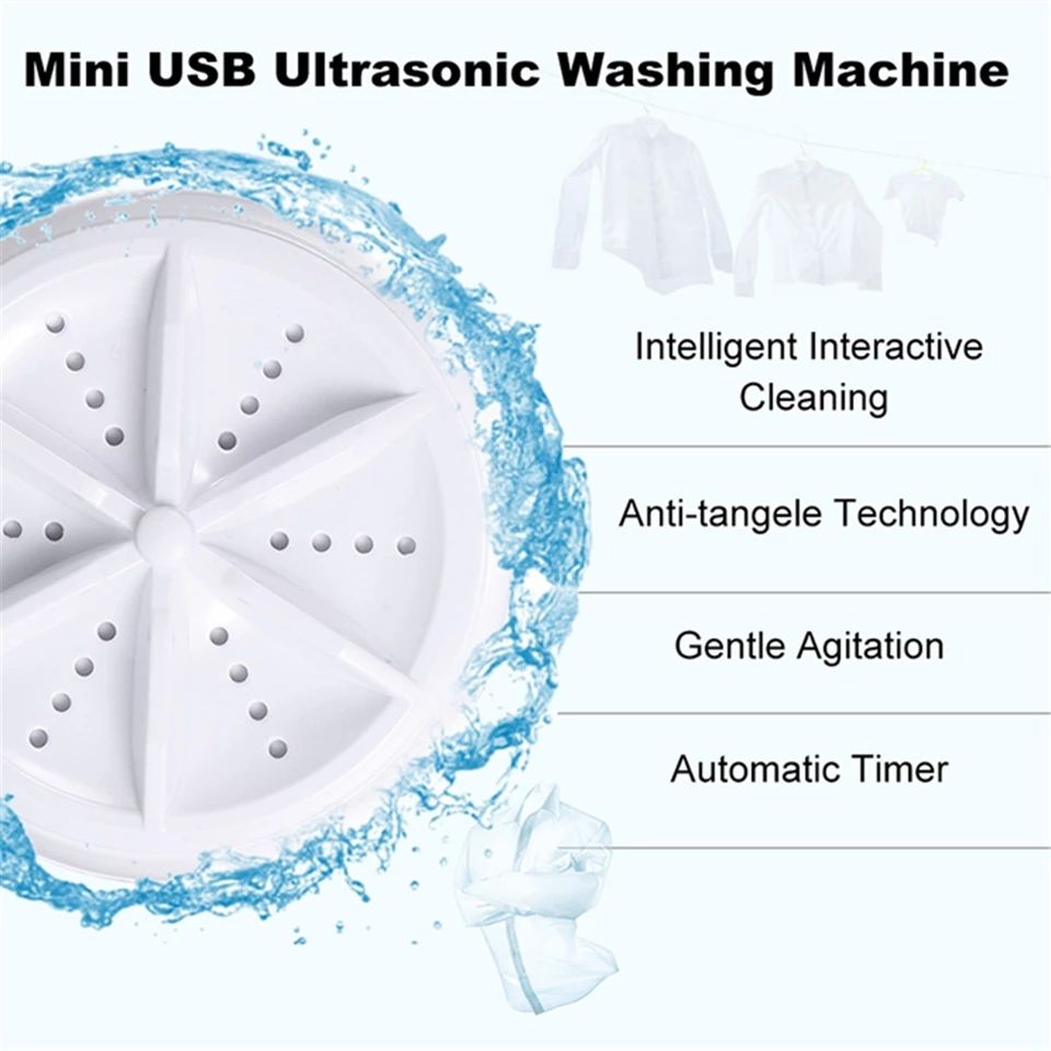 Mini Ultrasonic Washing Machine – Portable USB Washer